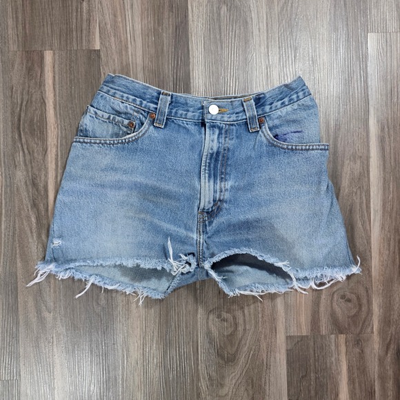Levi's Pants - Levis Vintage High Waisted Cut Off Denim Shorts Light Wash Blue Frayed Hem 27